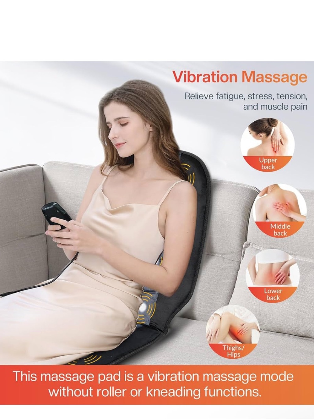 NIB Massage Chair Pad, Back Massager with Heat and Seat with 10 Vibration Motors - Picture 2 of 14